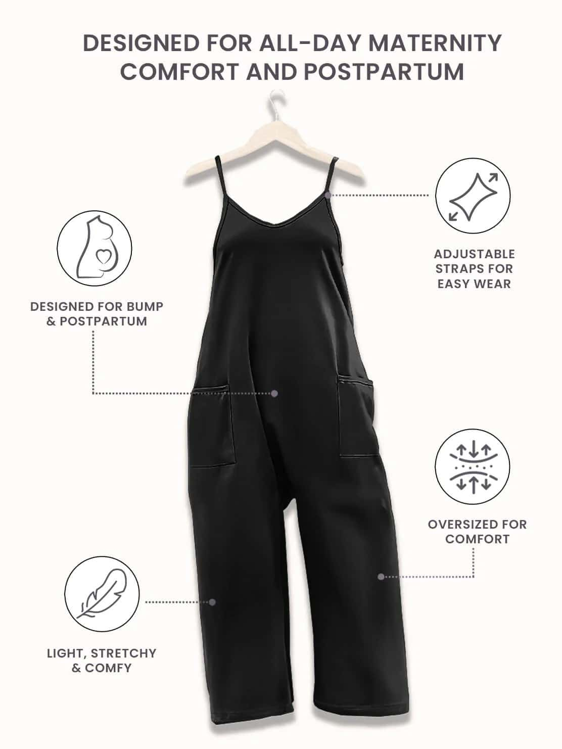 Oversized Jumpsuit Luno Black - Maternity & Postpartum